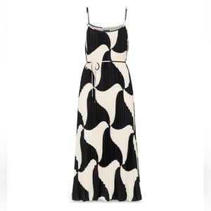 Whistles Elegant Black and White Women's Pleated Dress